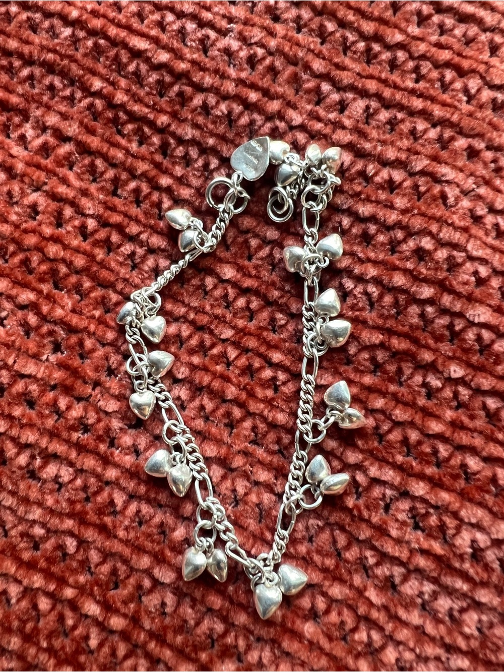 Sterling Silver Heart Charm Bracelet - Silver